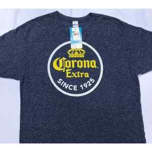 Corona Extra T-Shirt Size L Unisex Blue Graphic Tee Logo Corona Extra Since 1925